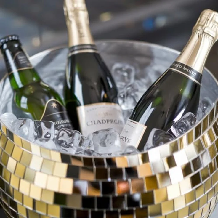 mikamax Eiskübel Discokugel Gold XL, 11 Liter Getränkekühler für Partys und Events, handgefertigtes Design, lebensmittelecht und auslaufsicher, 27,5 cm – Bild 3