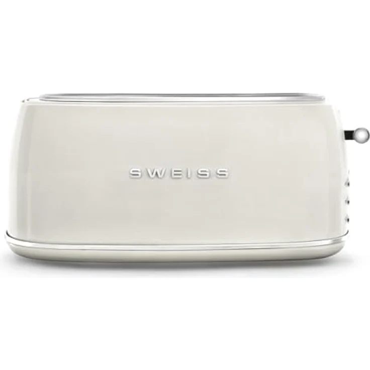 SWEISS Toaster GRV8 Vintage, 2 Schlitze, 6 Leistungsstufen, Baguett-Funktion, beige, 1500 W, mit Krümelschublade und Bambuszange – Bild 1