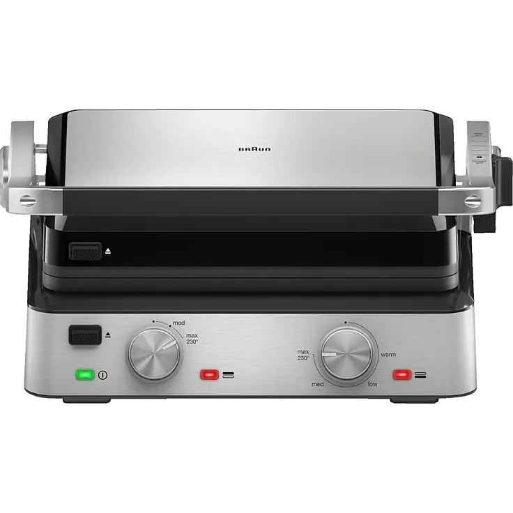 Braun Multigrill 7 CG 7010 Kontaktgrill inkl. Grill- und Flachplatte, Grillpositionen: Kontakt, BBQ, Ofen, Spülmaschinenfeste Platten, Fettauffangschale, 230° Höchsttemperatur, 2000 W, Schwarz/Edelstahl – Bild 2