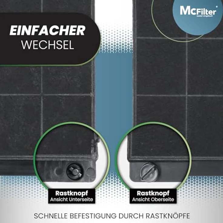 McFilter Aktivkohlefilter Kohlefilter Filter für Elica Type15 E3CFE15 AEG 9029793818, Zanker IKEA Privileg Progress Whirlpool Bauknecht 481248048145 AMC027, rechteckig, ca. 230 mm x 210 mm x 30 mm (schwarz) – Bild 6