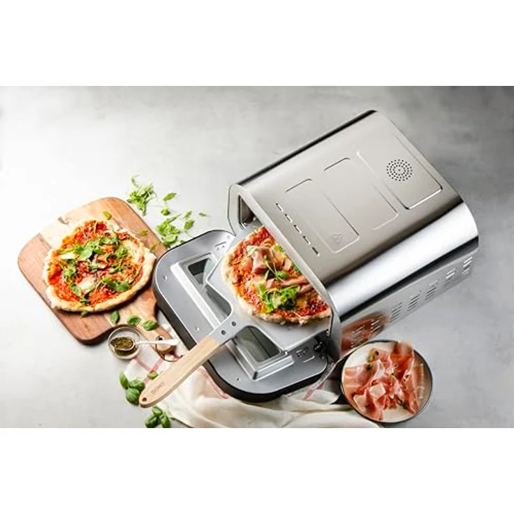 Domo elektrischer Pizzaofen "Pizza Genius", 1700 W, keramischer Stein 32 cm, digitale Steuerung mit 6 Programmen, Edelstahlgehäuse – Bild 5