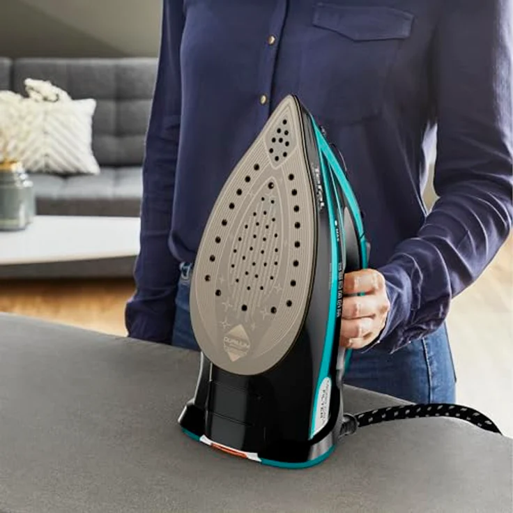 Tefal Ultimate Pure FV9844 Bügeleisen Trocken- und Dampfbügeleisen Durilium Autoclean-Bügelsohle Schwarz, Blau 3200 W – Bild 4