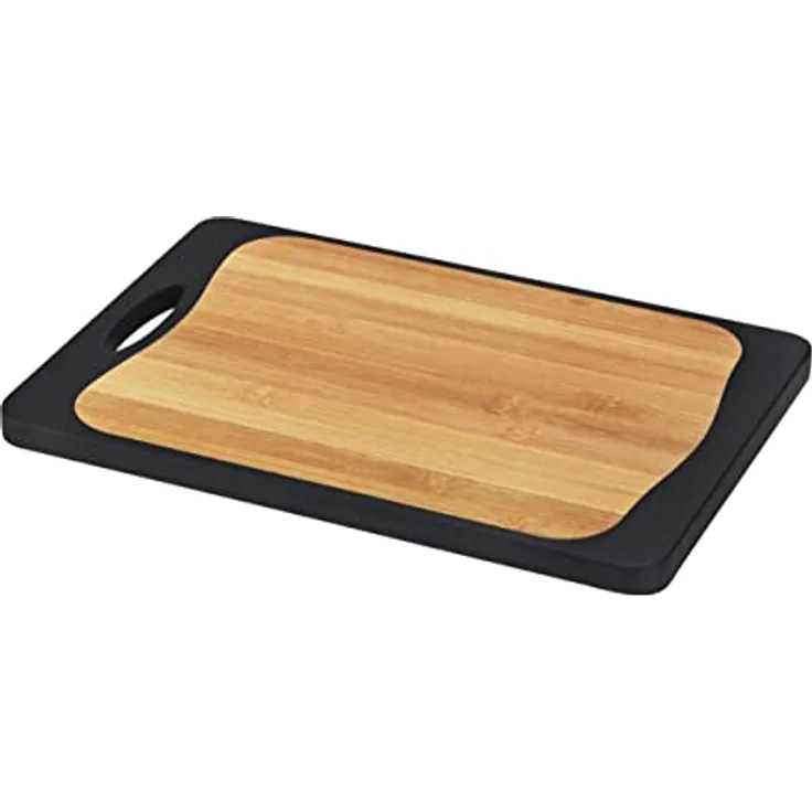 Schneidebrett Kombi Schwarz 33 x 23 cm, mit Griff und Saftrille