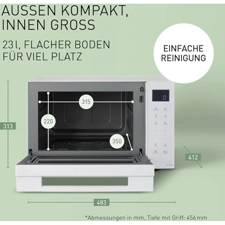 Panasonic NN-DF37PWEPG Kombi-Mikrowelle & Grill, 1000 W, 23 l, Inverter-Tech, Eco Kombi Modus, Flachbett, 16 Auto-Programme & Auftau-Modi, emailliertes Blech, Gitterrost, leichte Reinigung, Weiß – Bild 5