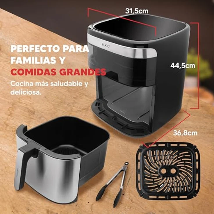 Sogo Heißluftfritteuse Vision PRO1700, 1700 W, 10 Kochfunktionen, digitales Rezeptbuch, Keramikbeschichtung – Bild 6