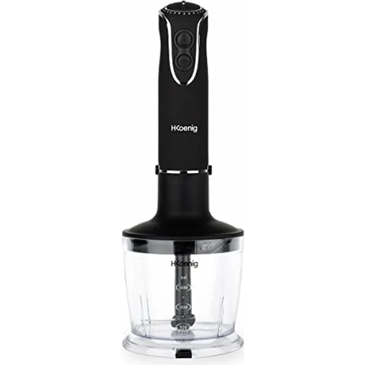 H.Koenig MIX75 Stabmixer-Set - Mixbecher, Schneebesen und Pürierstab - 5 Geschwindigkeitsstufen - 750 W - Spülmaschinenfest - Edelstahl - schwarz – Bild 6