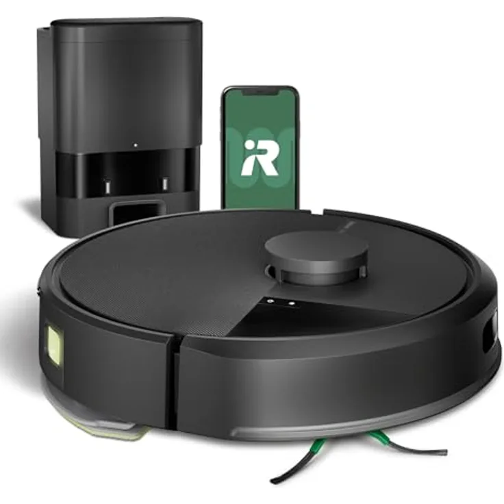 iRobot Roomba 105 Combo + AutoEmpty Dock - Saugen + Wischen - Clearview LiDAR- 7000Pa - 120 mins - SmartScrub - Umfährt Hinderniss - App - Schwarz