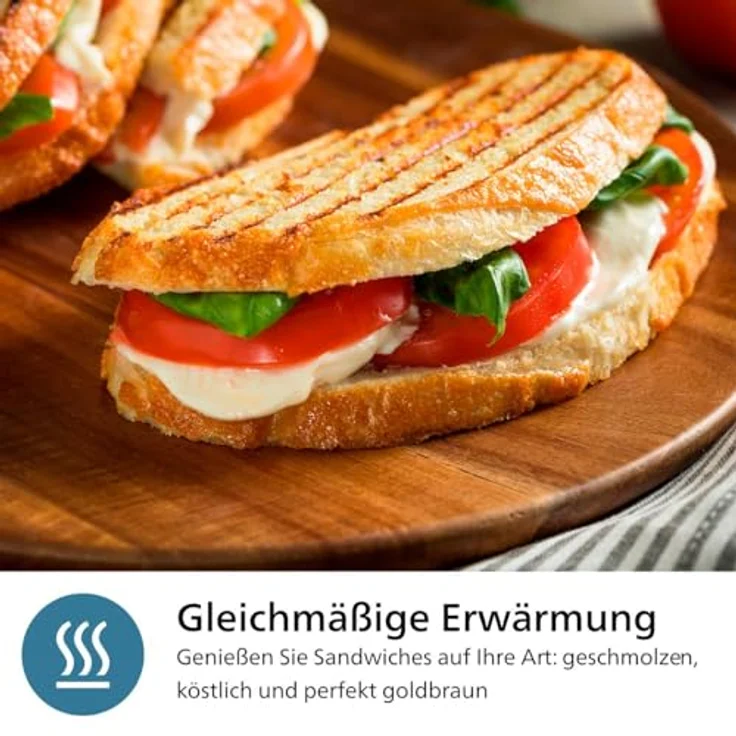 Philips Sandwichmaker 5000 Series HD2350/80, 3 austauschbare Plattensätze, 750 W, gleichmäßiges Aufheizen, kompakte Aufbewahrung, Schwarz / Silber - Preisvergleich – Bild 4