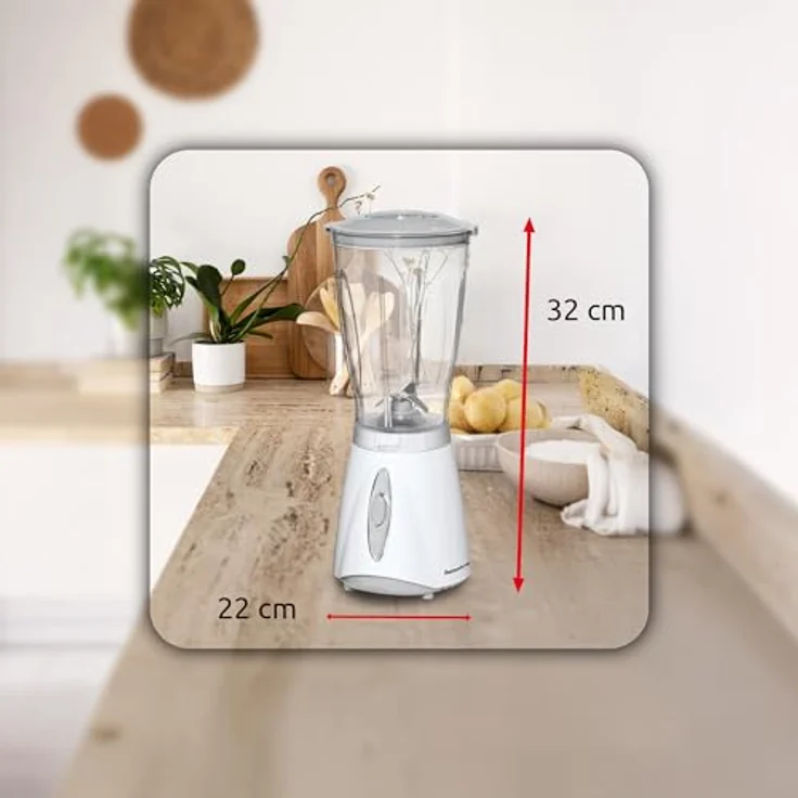 Melchioni Family Elektrischer Standmixer MR WHISK, 180 W, 4 Stahlklingen, 500 ml Fassungsvermögen, Dosierdeckel, Weiß – Bild 5