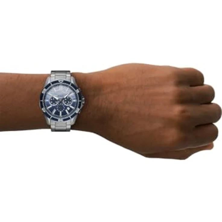 Armani Exchange Herren Analog Quarz Uhr mit Edelstahl Armband AX1967, 44mm Gehäuse, blaues Zifferblatt, wasserdicht bis 100m – Bild 5