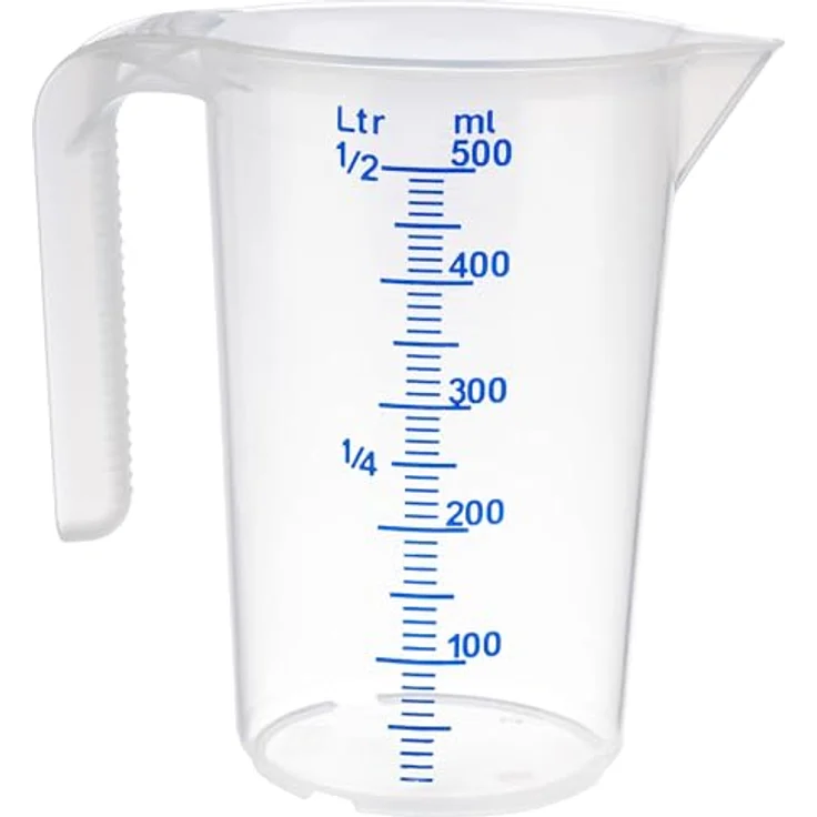 Messbecher -STACKABLE- Ø 9 cm, H: 14 cm, 0,5 Liter Polypropylen mit offenem Griff geprägte Maßskalierung außen Liter- - Milliliter-Einteilung – Bild 2