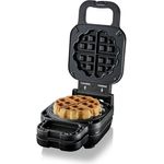 Cloer 6150 Waffelkucheneisen, Waffeleisen für gefüllte Waffeln, Mini Waffeln 11,5 cm Ø oder mit Abstandsring für XXL Füllungen, Antihaftbeschichtung, 800 W, schwarz