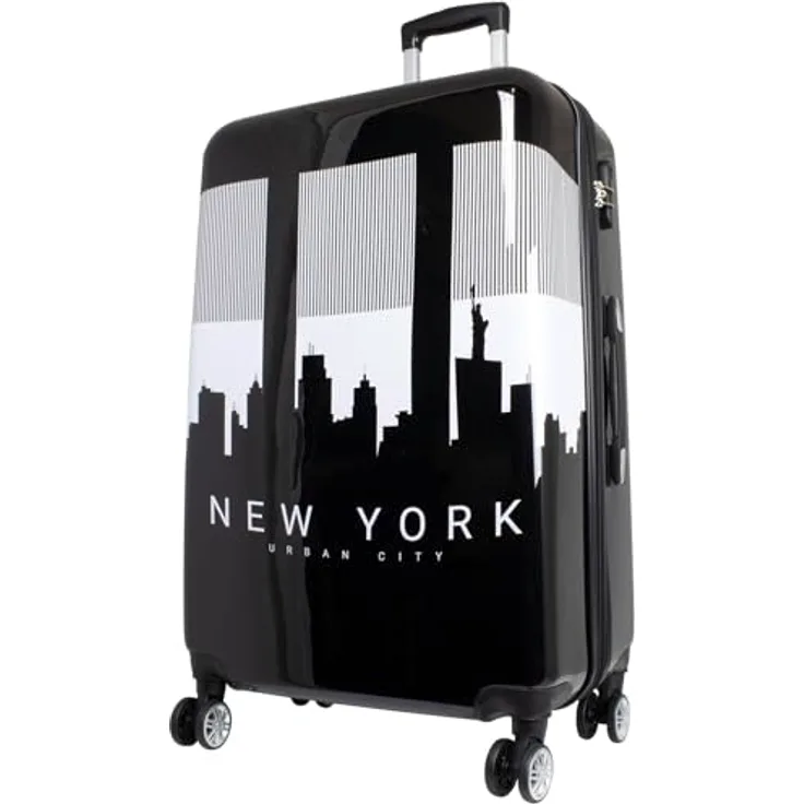 Trendyshop365 großer Reisekoffer Hartschale 77 cm - Manhattan, Polycarbonat, Schwarz