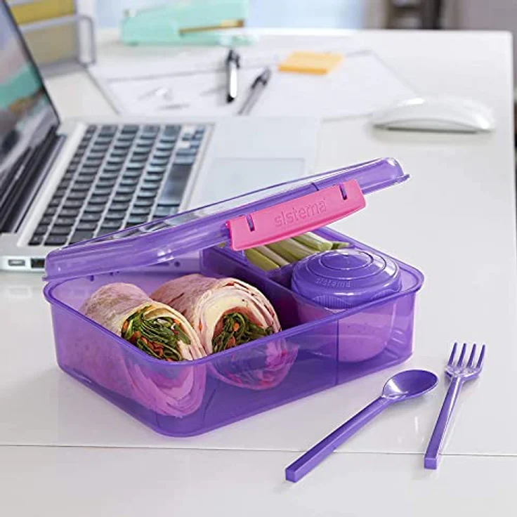 Sistema Lunch Bento Cube mit Fruit-Joghurt Topf, mehrfarbig, 1,25 Liter (Sortiert, Zufallsfarbe) – Bild 5