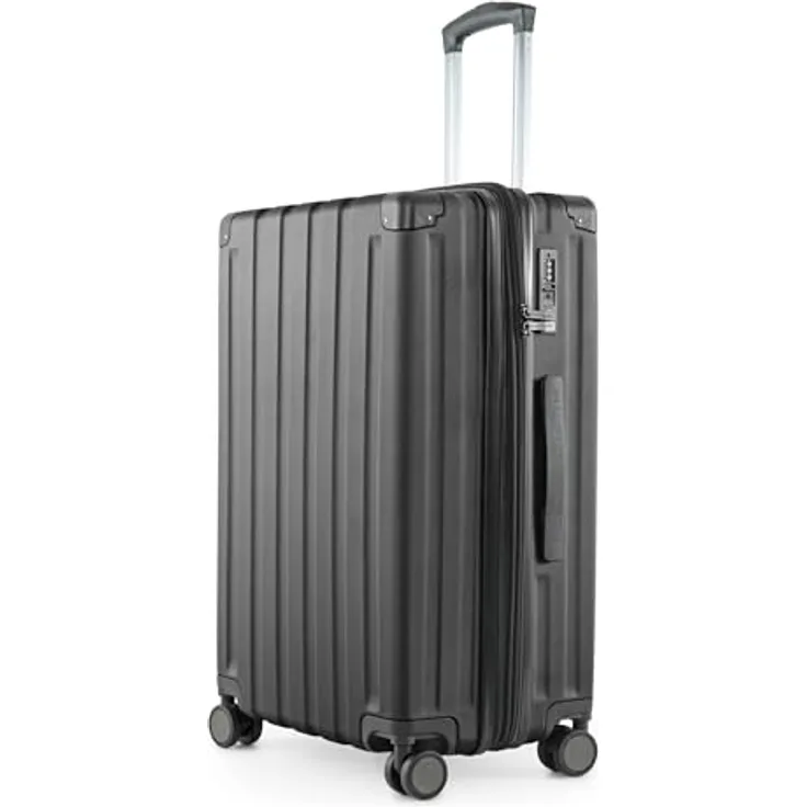 Hauptstadtkoffer Q-Damm - Mittelgroßer Hartschalenkoffer, TSA, 4 Rollen, Check-In Gepäck mit 6 cm Volumenerweiterung, 68cm, 89 L, Schwarz