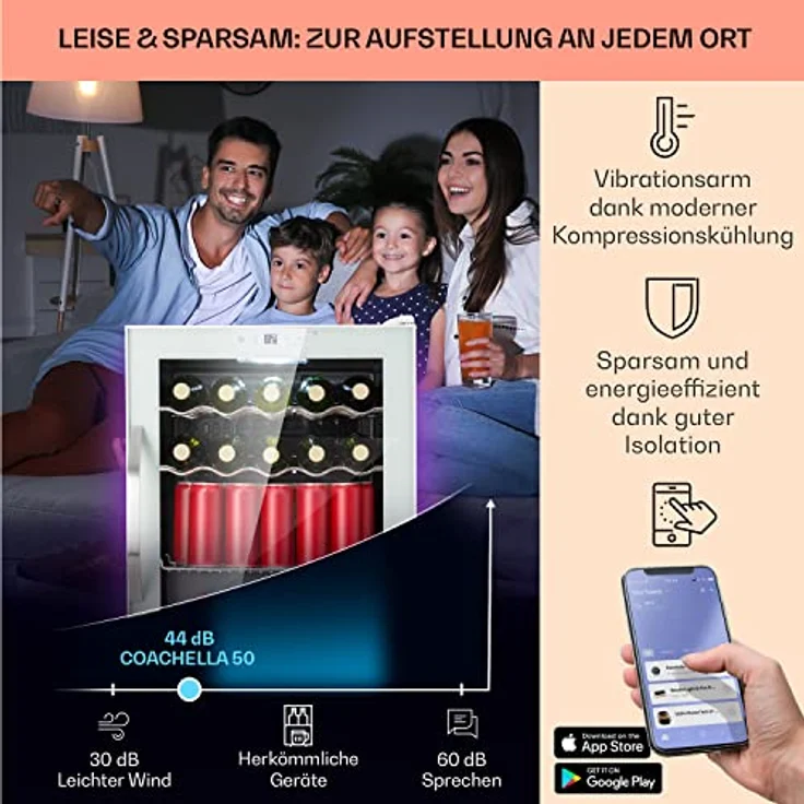 Klarstein Kühlschrank HEA-Coachella 60-wh - 60 Liter, WiFi-Funktion, Balanced Light Concept, Glastür
 – Bild 4