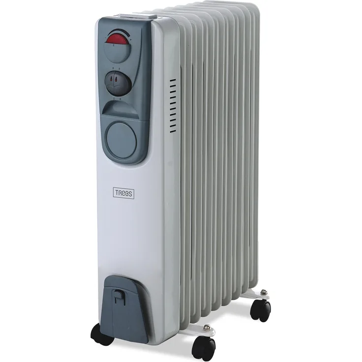 Trebs 99405, Mobiler Ölradiator mit 2000 W, 3 Heizstufen, Überhitzungsschutz und Umkipp-Schutz, weiß