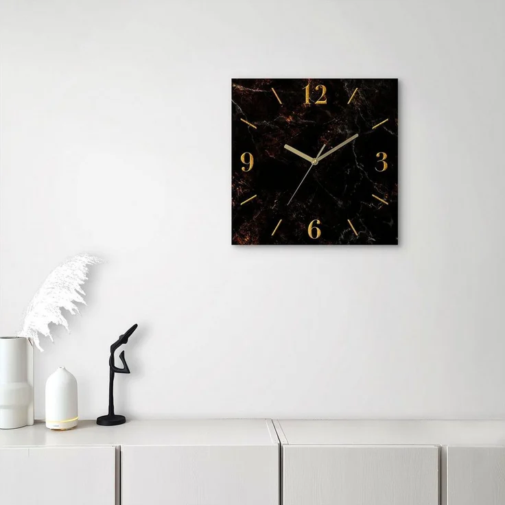 Leonique Wanduhr Marmor, quadratische analoge Wanduhr mit lautlosem Quarz- oder Funkwerk, 30 cm