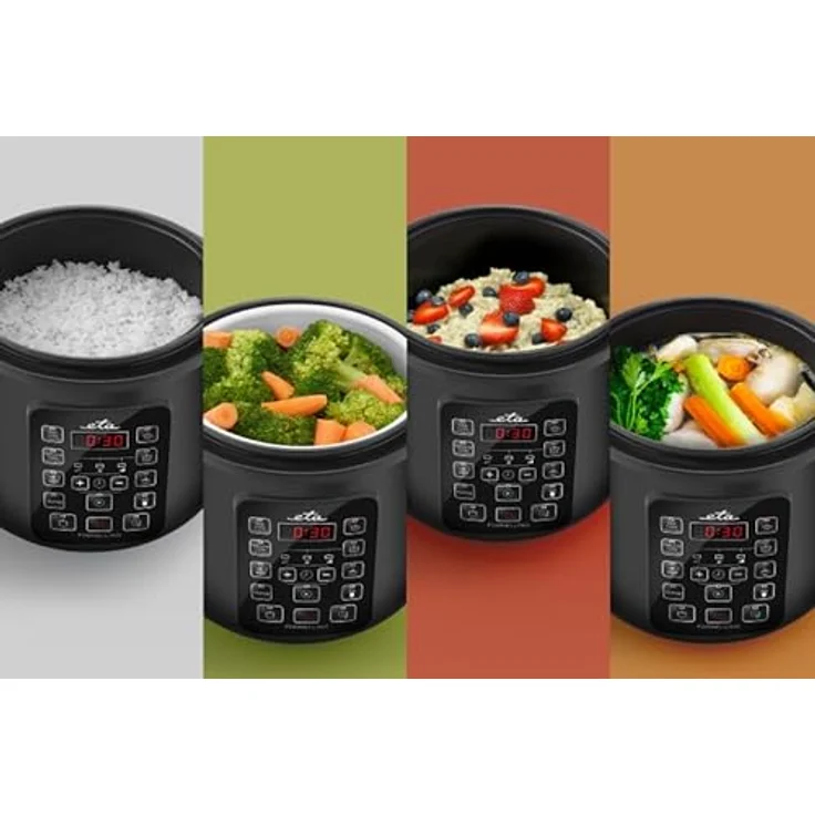 ETA Fornellino, Multifunktionaler Reiskocher 1,5L mit 9 Programmen, LED-Display, Dampfgarer, Slow Cooker, Joghurtbereiter, Antihaftbeschichtet, 500W, Inkl. Zubehör – Bild 4