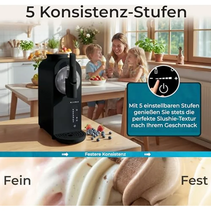 KLAMER Softeismaschine, 1,5L Eismaschine & Slush Maschine mit 7 Programmen, automatische Reinigung, digitales Rezeptbuch – Bild 3