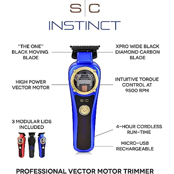 Professioneller Herren-Haarschneider Stylecraft Instinct by Gamma Più, Trimmer mit Vektormotor mit Dynamischer Drehmomentsteuerung, 180 Min Autonomie ohne Kabel, Verstellbare Klinge 0 Gap, 3 Hüllen – Bild 3