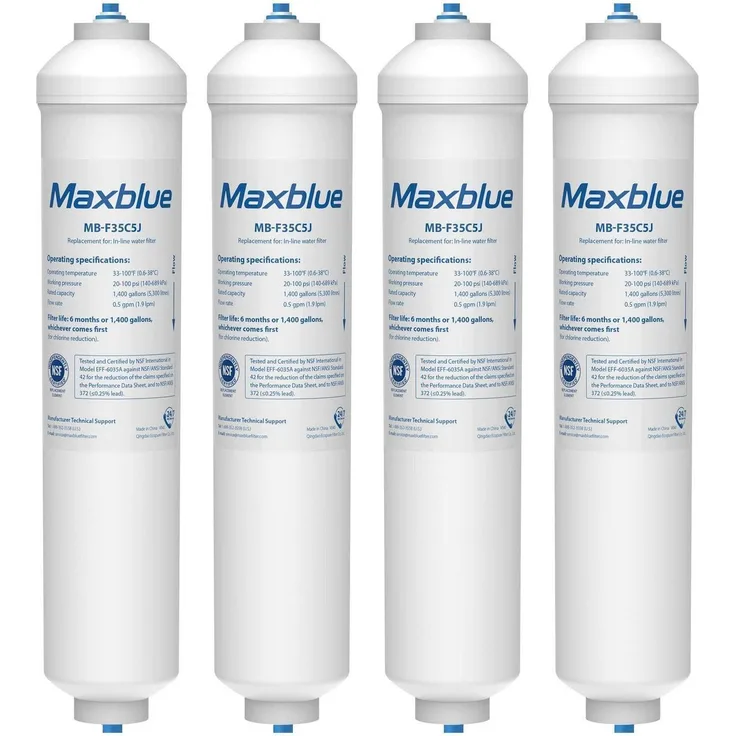 Maxblue Kühlschrank Wasserfilter 4 Stück, Ersatz für Samsung DA29-10105J, DA99-02131B, HAFEX/EXP, Kokosnuss-Kohlefilter