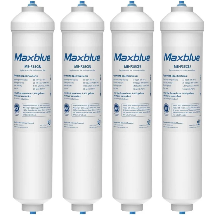 Maxblue Kühlschrank Wasserfilter 4 Stück, Ersatz für Samsung DA29-10105J, DA99-02131B, HAFEX/EXP, Kokosnuss-Kohlefilter