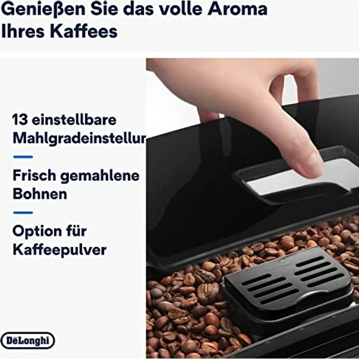 De'Longhi Magnifica S ECAM11.112.B, Kaffeevollautomat mit Milchaufschäumdüse für Cappuccino, mit Espresso Direktwahltasten und Drehregler, 2-Tassen-Funktion, Schwarz – Bild 3