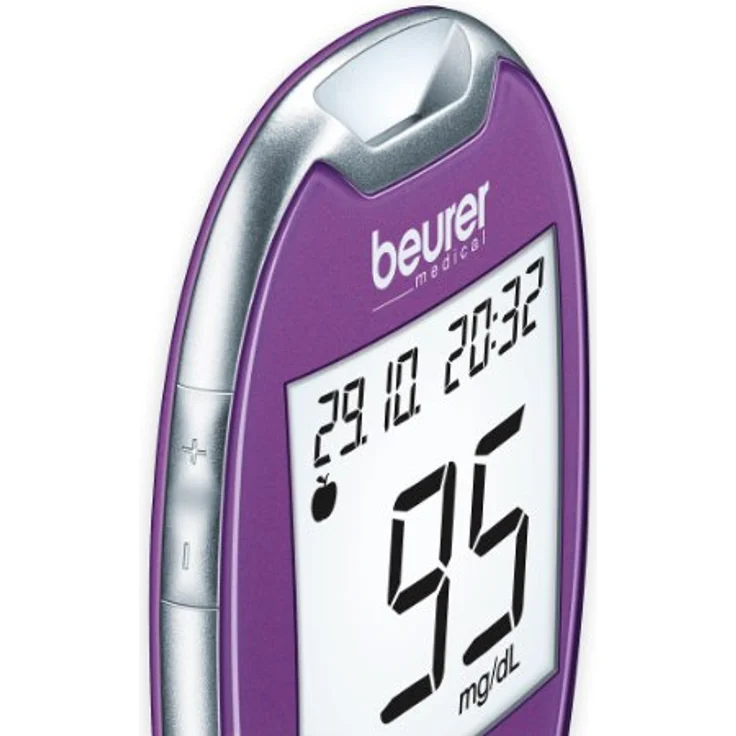 Beurer GL 44 Blutzuckermessgerät mmol/l (Purple, Sichere Blutzuckermessung durch breiten Teststreifen und Blutmengenkontrolle, kompatibel mit HealthManager Software bzw. App) – Bild 3