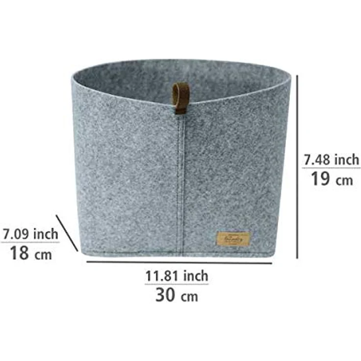 WENKO Filz-Korb Feli L, Aufbewahrungsbox im skandinavischen Design, 30 x 19 x 18 cm, aus 100% Polyester, Grau – Bild 4
