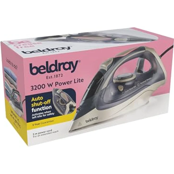 Beldray Titanium Powerlite Dampfbügeleisen, Keramiksohle, 320ml Wassertank, 200g/min Dampfstoß, automatische Abschaltung, 3m Kabel, variable Temperaturregelung – Bild 3