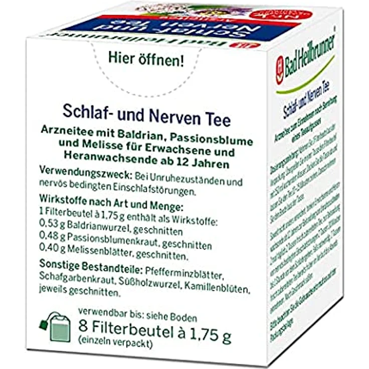 Bad Heilbrunner Schlaf- und Nerven Tee, Beruhigende Mischung für Nervosität und Einschlafstörungen, 8 Filterbeutel à 1,75 g – Bild 2
