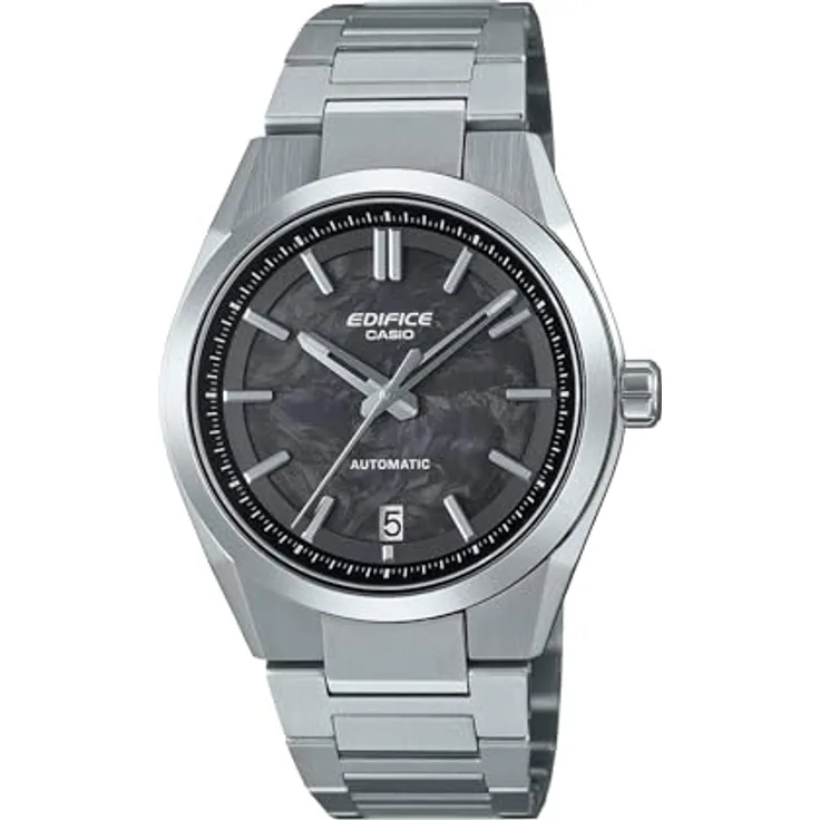 Casio Edifice EFK-100CD-1AER, Herrenuhr Automatik in Edelstahl/Schwarz mit Kratzfestem Synthetischen Saphirglas und Kalenderfunktion