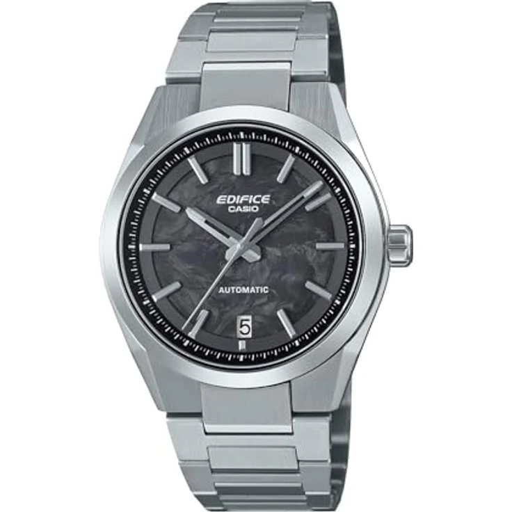 Casio Edifice EFK-100CD-1AER, Herrenuhr Automatik in Edelstahl/Schwarz mit Kratzfestem Synthetischen Saphirglas und Kalenderfunktion – Bild 1