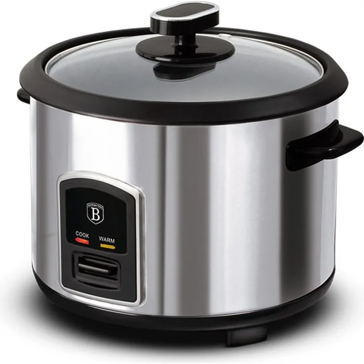 Berlinger Haus Elektrische Reiskocher BH-9273, 1,8 l, Schwarz Silber, 700W Leistung, Antihaftbeschichtung, Koch- und Heizmodus, spülmaschinenfest, Sicherheitsplus-Schutz