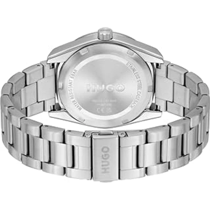 HUGO Multi Zifferblatt Quarz Uhr Herren #Bright Sport, 42mm Edelstahl, blaues Zifferblatt, silbernes Edelstahlarmband, 5 ATM wasserresistent – Bild 3