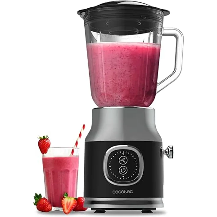 Cecotec RetroTwist Black, Standmixer im Vintage-Design mit kraftvollem Motor und Edelstahl-Mixbehälter
