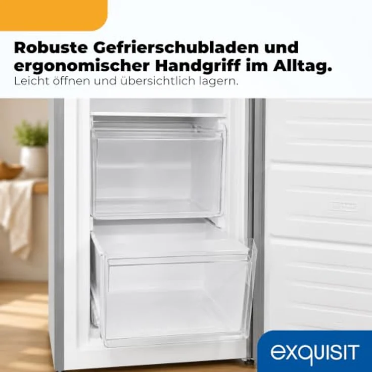 Exquisit GS5231-NF-H-040D Gefrierschrank, 161 l, No Frost, Energieklasse D, 39 dB, inoxlook – Bild 7