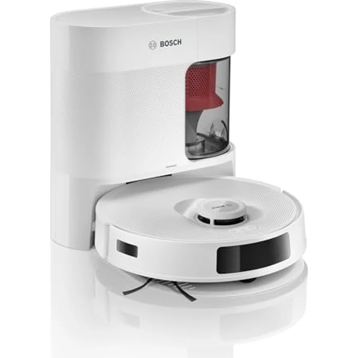 BOSCH Saugroboter Spotless + BCRD1W, Saug- und Wischroboter mit 11.000 Pa Saugkraft, beutellos, Infrarot Navigation, Carbon Bürste, Trocken-Servicestation – Bild 1
