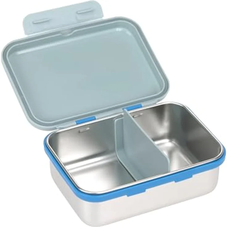 LÄSSIG Edelstahl Lunchbox, Sunny Explorer Grün, mit flexiblem Trenner und sicherem Silikonverschluss, 1 l, spülmaschinengeeignet – Bild 2