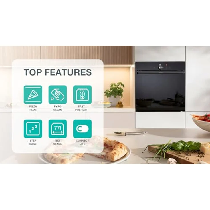 Gorenje OptiBake GO66E PIZZA350C Einbau-Backofen / 77L / PizzaPlus/Pizzamode 350°C/PyroClean/Heißluft/AirFry/PerfectGrill/Kindersicherung/schwarz – Bild 2
