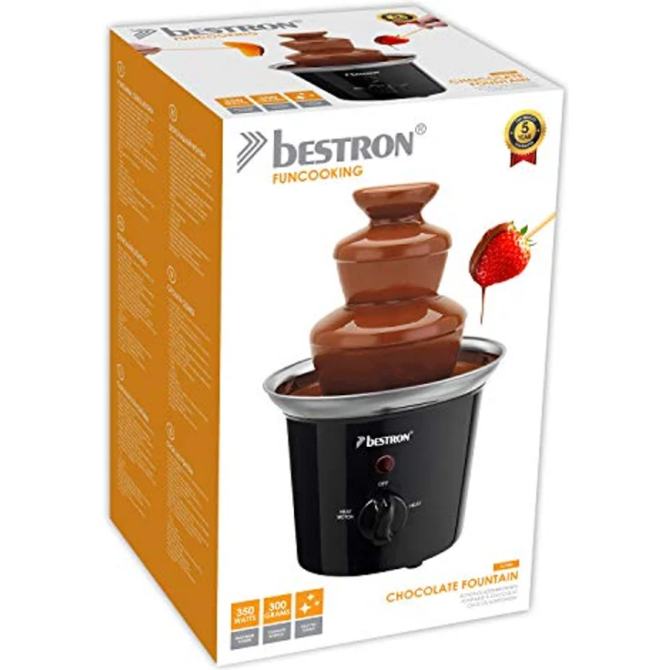 Bestron Schokoladenbrunnen mit 3 Etagen, Funcooking, 60 Watt, Schwarz-Edelstahl – Bild 6