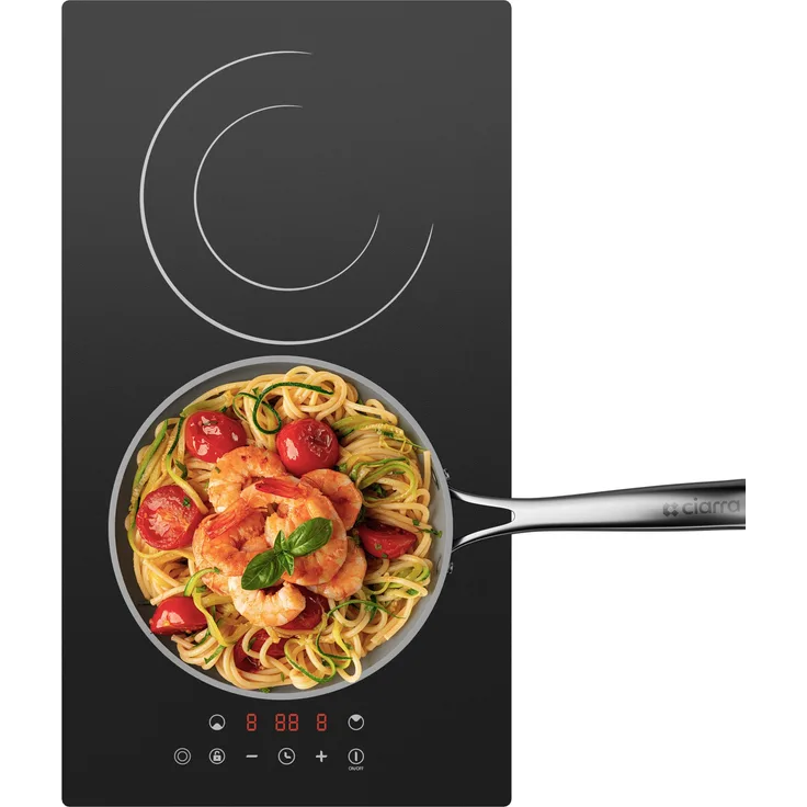 CDV CDVER322 Elektro-Kochfeld 30 cm Glaskeramik, 2-Zonen, 9 Stufen, Touch Control, 3200 W, schwarz