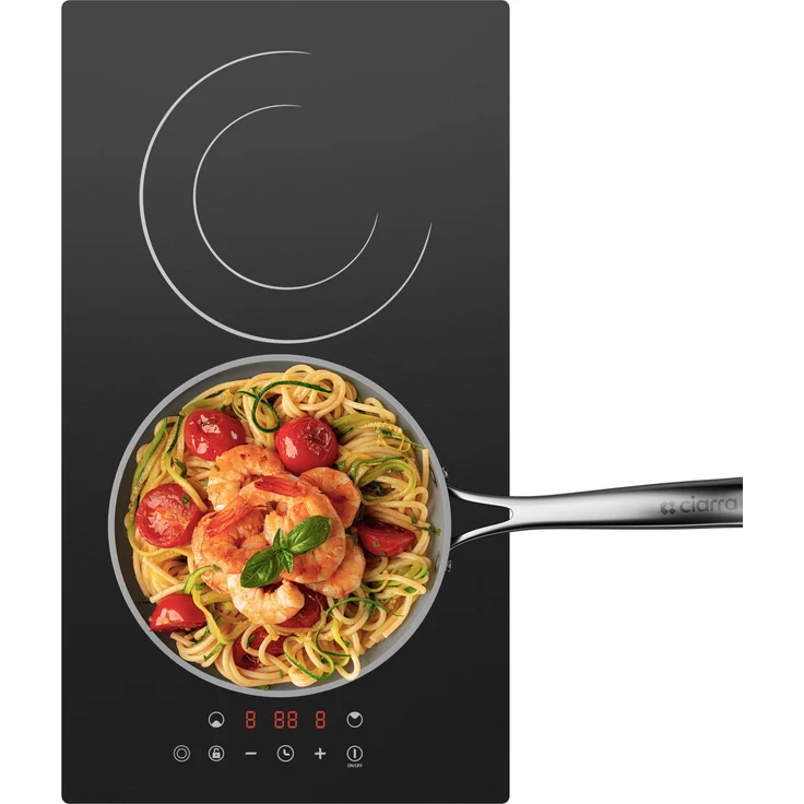 CDV CDVER322 Elektro-Kochfeld 30 cm Glaskeramik, 2-Zonen, 9 Stufen, Touch Control, 3200 W, schwarz