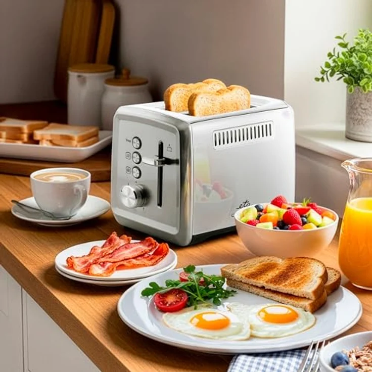 ETA Toaster Carter I, 850 W für 2 Scheiben, 7 Bräunungsstufen, Auftau- und Nachwärmfunktion, STOP-Taste, Krümelschublade – Bild 2