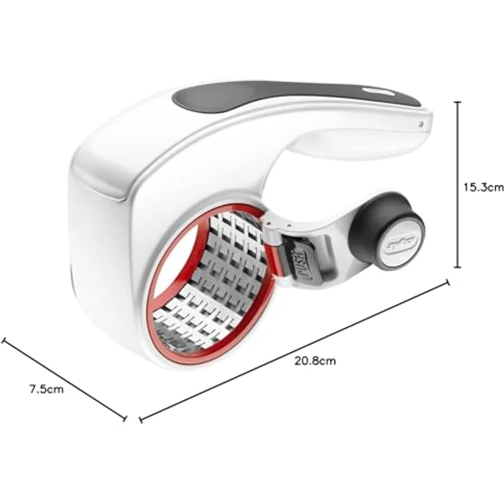 Zyliss Käse-Trommelreibe Gemüsetools, ABS, TPE, POM, Stainless Steel, weiß-rot-anthrazit, 17 x 12 x 8 cm – Bild 3