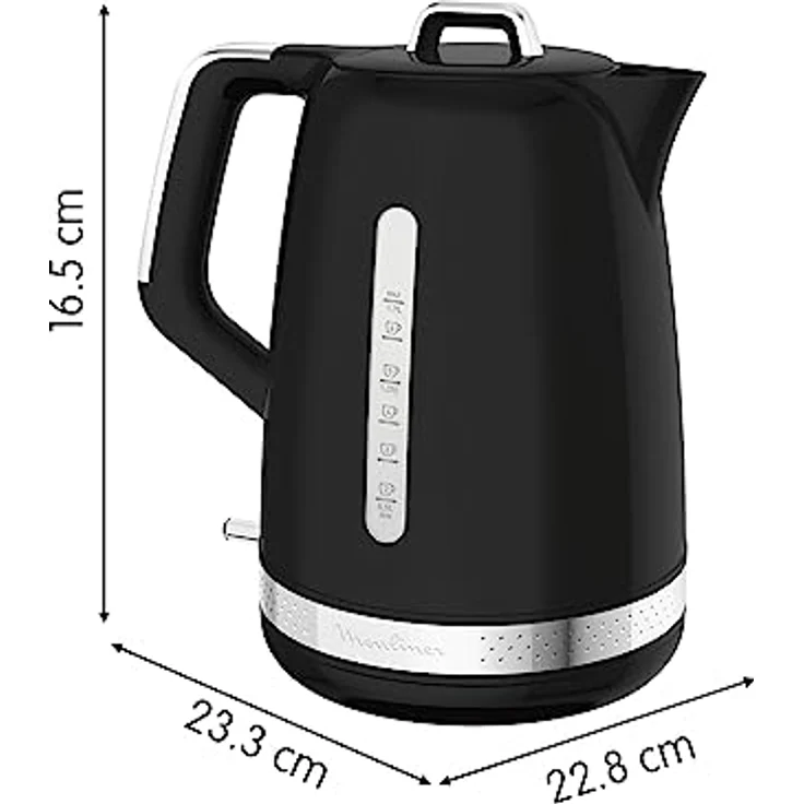 Moulinex Soleil Schwarz Elektrischer Wasserkocher, kabellos, Kapazität 1,7 l, Basis drehbar um 360 ° verdeckter Widerstand 2 Wasserstufen BY320B10 – Bild 5