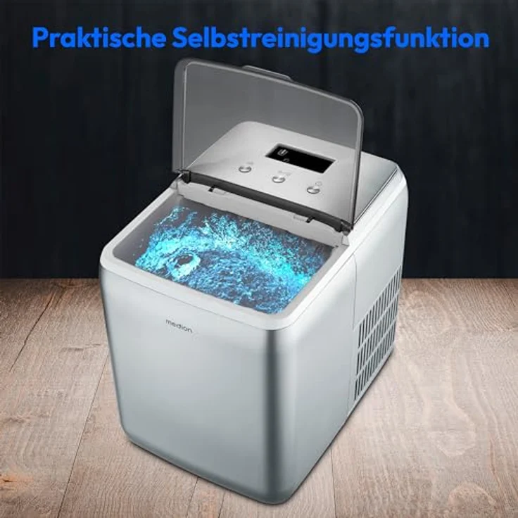 MEDION Eiswürfelmaschine MD11950 (kristallklare Eiswürfel, 2 Eiswürfelgrößen, 2,6 Liter Wassertank, selbstreinigend) – Bild 5