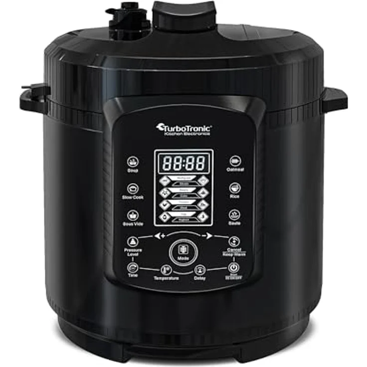 TurboTronic by Z-Line Multikocher TurboChef Pot, 1000 W, 6 l, Dampf- und Schongarer, Schwarz, mit Edelstahl- und Antihafttopf – Bild 4