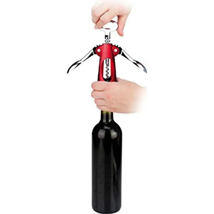 Tescoma UNO VINO Korkenzieher, Metall, Silber-rot, 26 x 8.5 x 4.8 cm – Bild 3